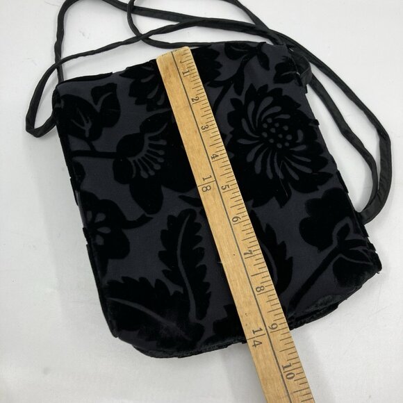 Y2K Black Velvet Crossbody Mini Bag Floral Whimsigoth 2000s 90s - Picture 6 of 9
